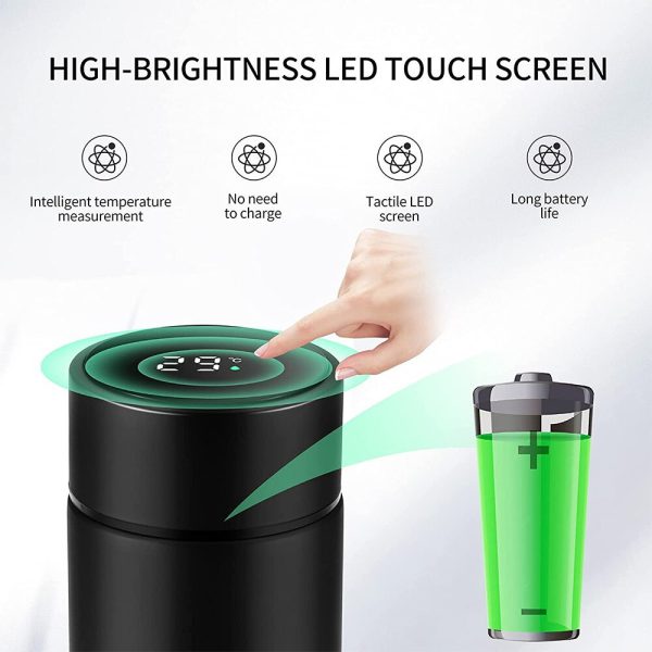Temperature Display Vacuum Insulated Water Bottle Thermo Flask Made of Premium Stainless Steel
