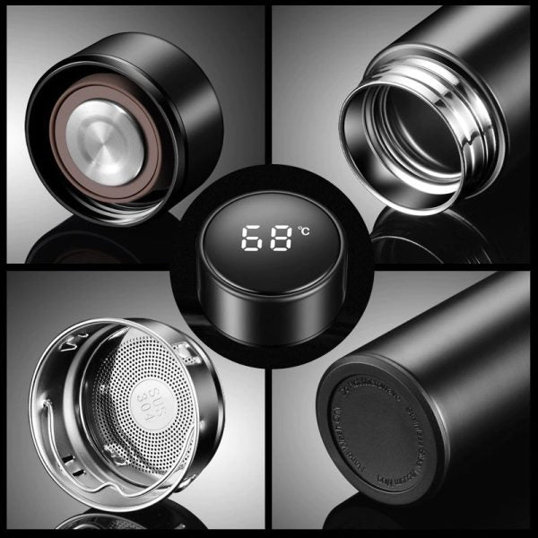 Temperature Display Vacuum Insulated Water Bottle Thermo Flask Made of Premium Stainless Steel