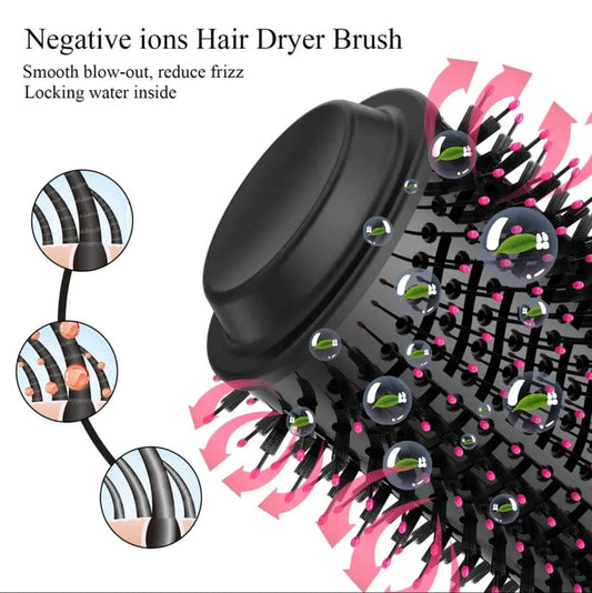 One Step Hot Air Brush 4 In 1 Hair Dryer, Straightener, Curler And Volumizer