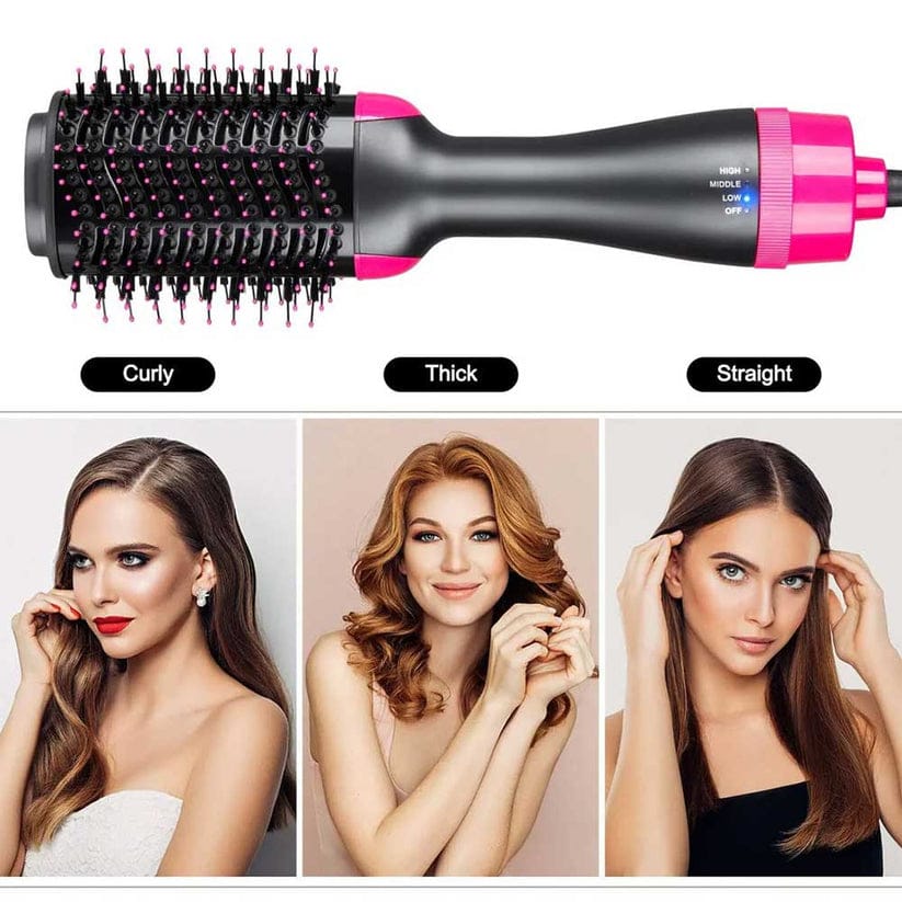 One Step Hot Air Brush 4 In 1 Hair Dryer, Straightener, Curler And Volumizer