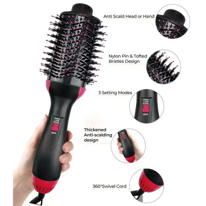 One Step Hot Air Brush 4 In 1 Hair Dryer, Straightener, Curler And Volumizer